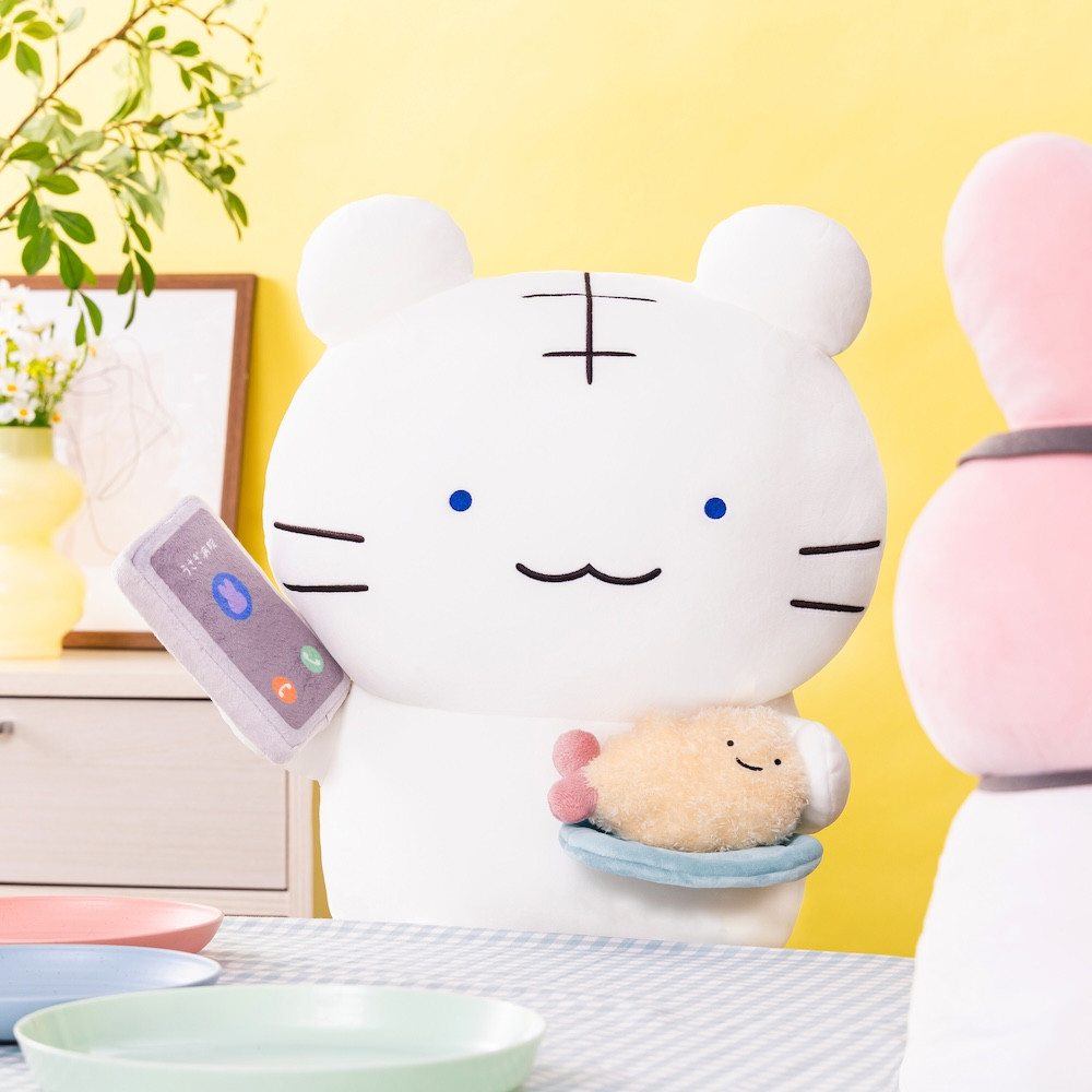 ホワイトタイガーとブラックタイガー グルメなぬいぐるみくじ - グレイ