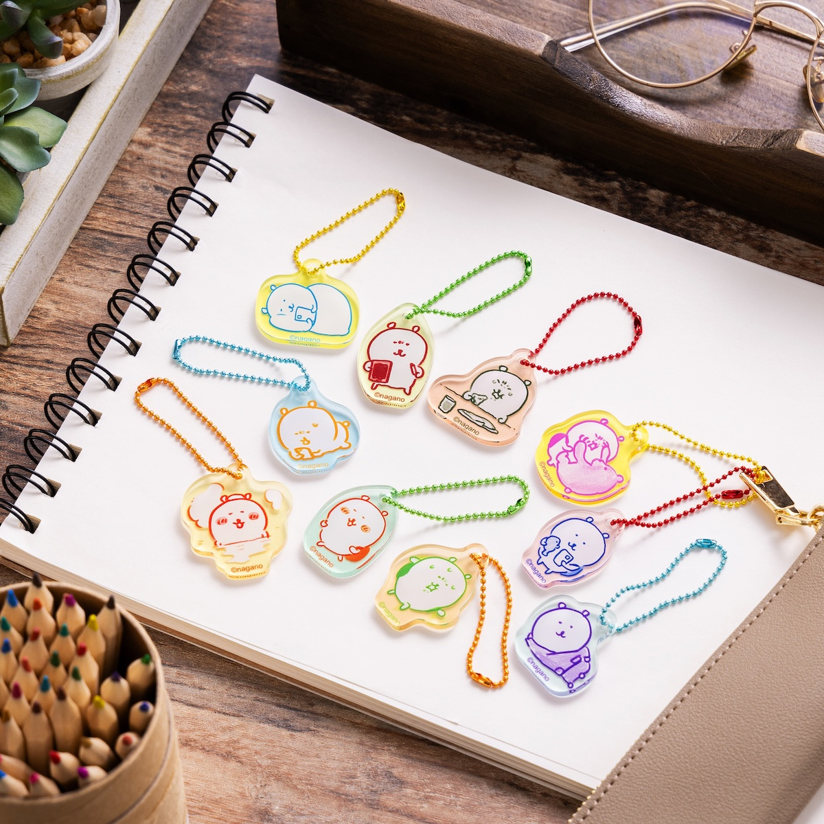バラ売り可 自分ツッコミくま 思い出のスケッチ ミニアクリルキーホルダー ナガノキャラクターズ 思い出のスケッチ ミニアクリルキーホルダー（全